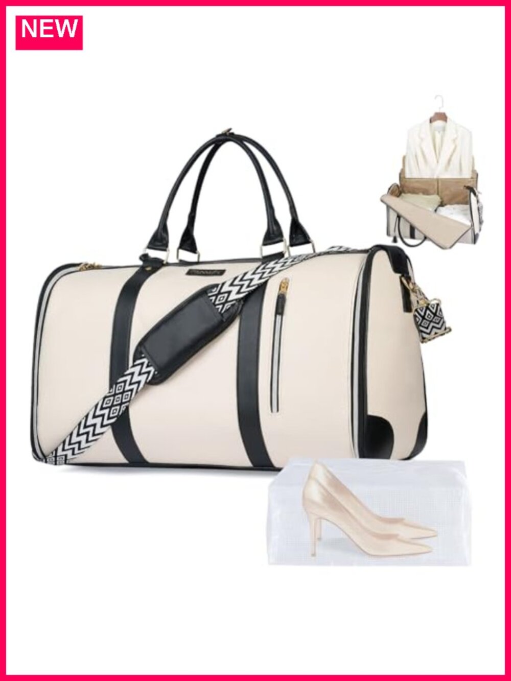 2-in-1 Convertible Garment Duffel Bag for Travel, Waterproof Leather, No